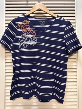 Coral Bay Navy and White Striped Crewneck Tee